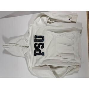 Champion White Penn State Hoodie with Paw Print Logo